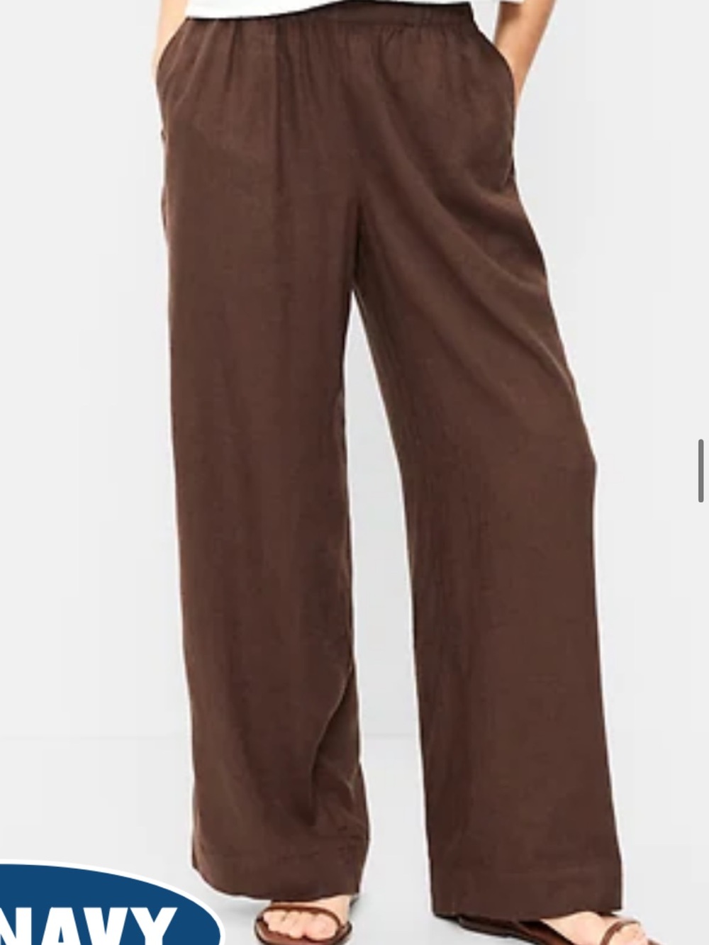 Old Navy Wide-Leg Pull-On Pants in Brown linen